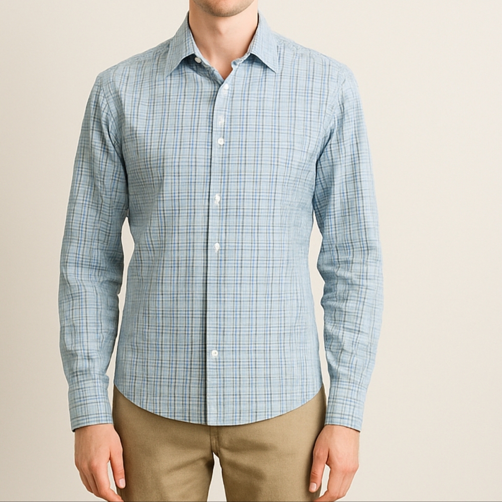 Austin Reed London Blue Multi Striped Button Down Mens Shirt Preppy Old Money